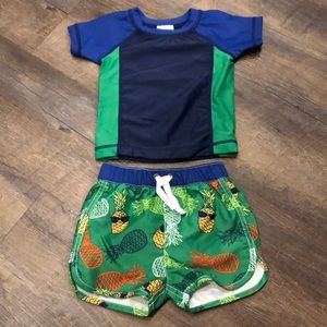 Hanna Andersson Swim Trunks & Rash Guard - 6-12M